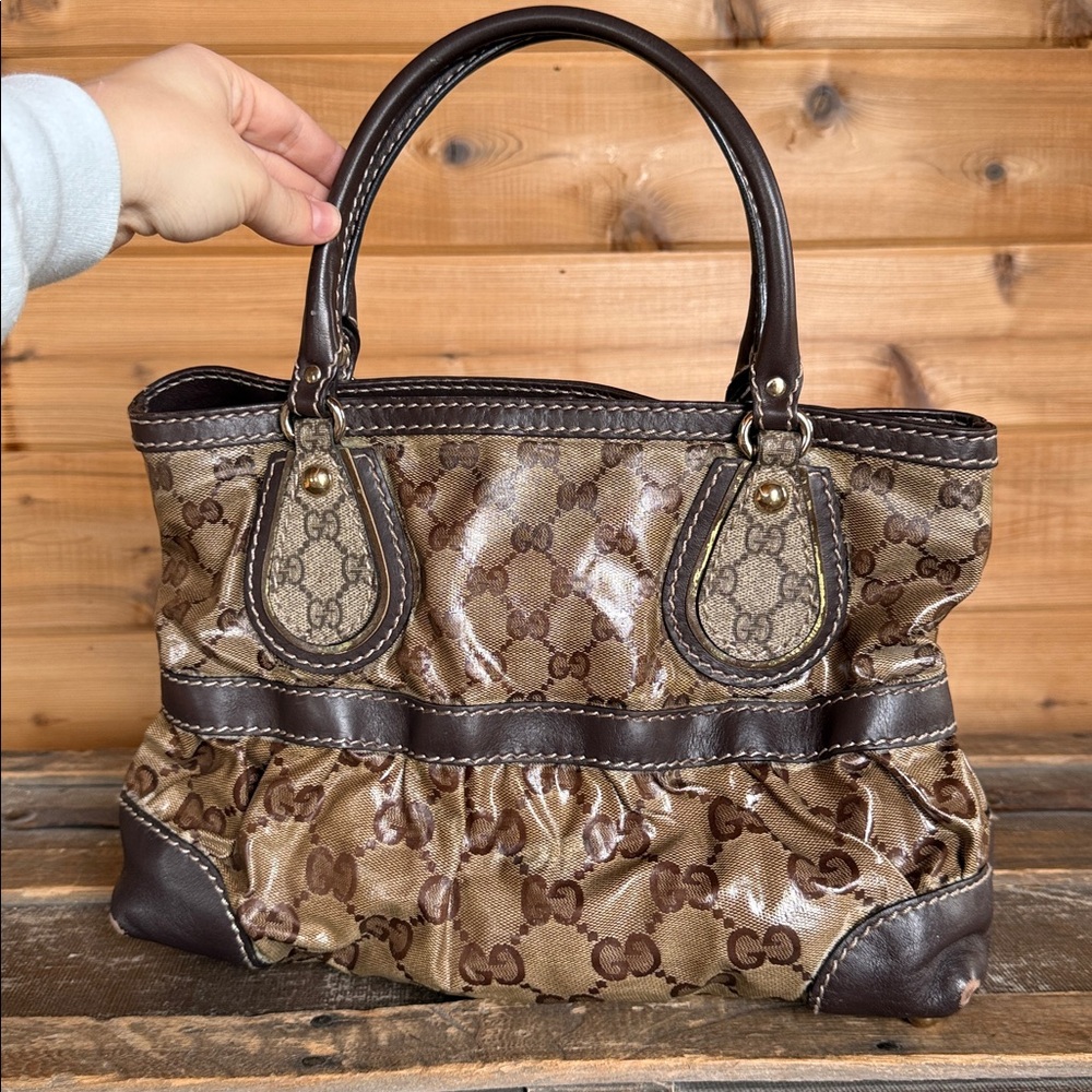 Gucci VINTAGE Crystal Mix Monogram GG Canvas Tote Bag